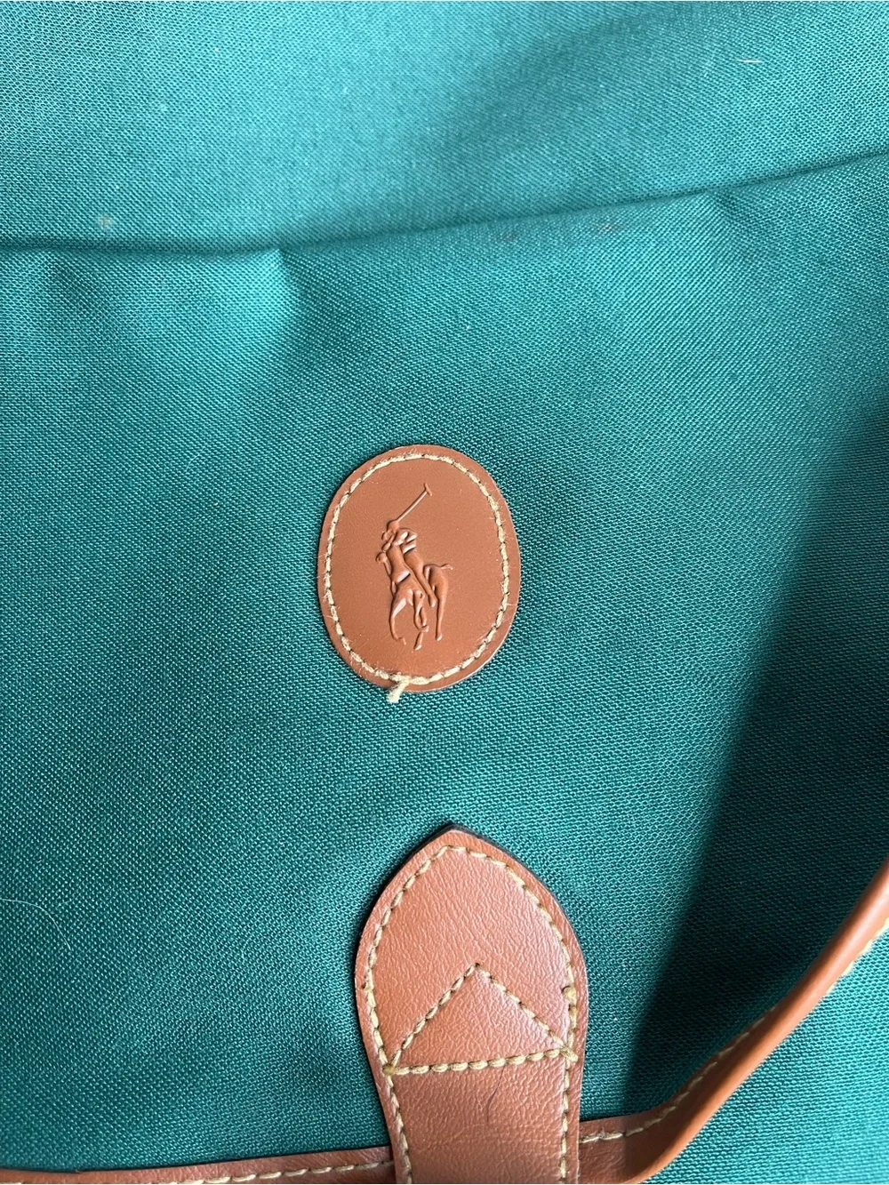 Vtg Polo Ralph Lauren Green Canvas Crossbody Messenger Bag Shoulder Laptop Case